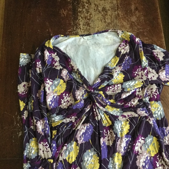 Boden Twist Front Jersey Dress Floral Purple - Sz 8R US, 12R UK - Picture 6 of 11